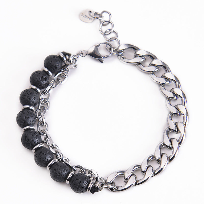Buddha Stones Tiger Eye Picasso Jasper Frosted Stone Strength Bracelet Bracelet BS Lava Rock