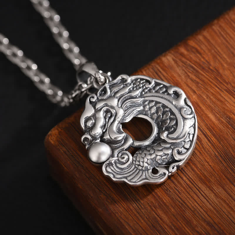 Buddha Stones Koi Fish Dragon Peace Buckle Wealth Necklace Pendant Necklaces & Pendants BS 5