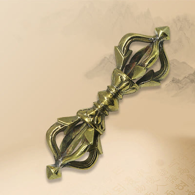 Buddha Stones Handcrafted Nepal Small Five Prong Vajra Dorje Strength Copper Decoration Dorje BS 4