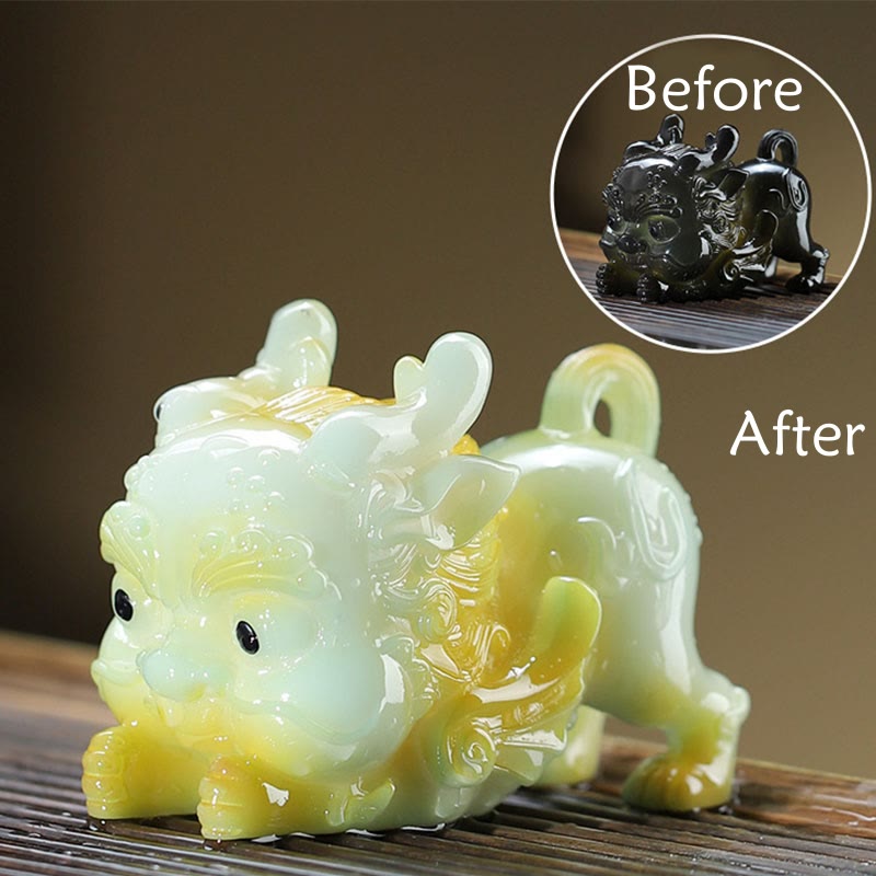 Buddha Stones Color Changing Small PiXiu Ingot Resin Tea Pet Wealth Home Figurine Decoration Decorations BS 1