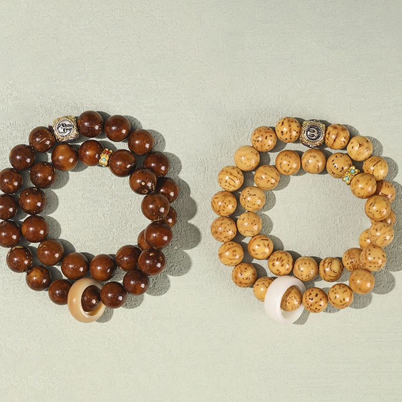 Buddha Stones Tibetan Natural Purple Gold Rat Bodhi Seed Wealth Double Wrap Bracelet Bracelet BS 14