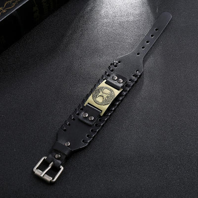 Buddha Stones Lucky Tree Of Life Balance Leather Bracelet Bracelet BS 6