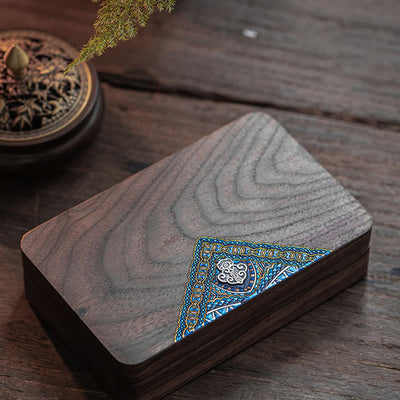Buddha Stones Vintage Handmade Black Walnut Wood Jewelry Storage Box Wooden Gift Box Jewelry Storage Box BS 7