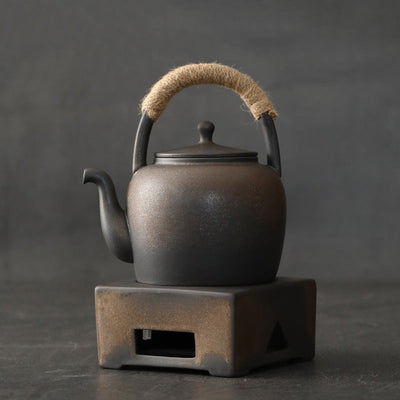 Buddha Stones Retro Brown Chinese Gongfu Tea Ceramic Kung Fu Teapot 700ml With Base Teapot BS Brown 15.7cm*17.0cm*700ml