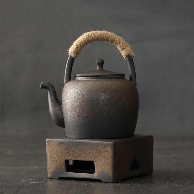 Buddha Stones Retro Brown Chinese Gongfu Tea Ceramic Kung Fu Teapot 700ml With Base Teapot BS Brown 15.7cm*17.0cm*700ml