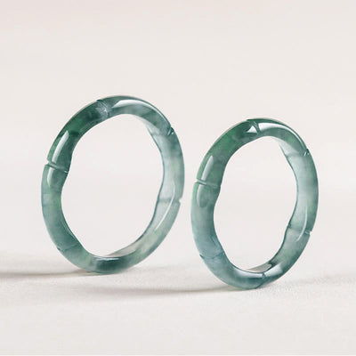 Buddha Stones Natural Jade Bamboo Prosperity Abundance Ring Ring BS 10