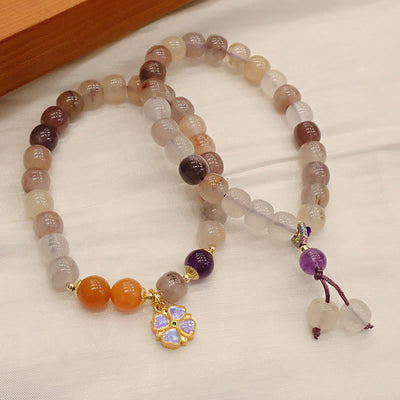 Buddha Stones Natural Purple Golden Silk Jade Violet Flower Bead Charm Wealth Bracelet Bracelet BS 1