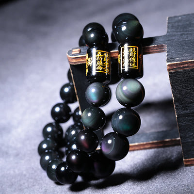 Bracelet de transformation positive en obsidienne arc-en-ciel naturelle Foviel