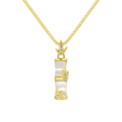 Buddha Stones Chalcedony Bamboo Pattern Harmony Necklace Pendant Necklaces & Pendants BS 7