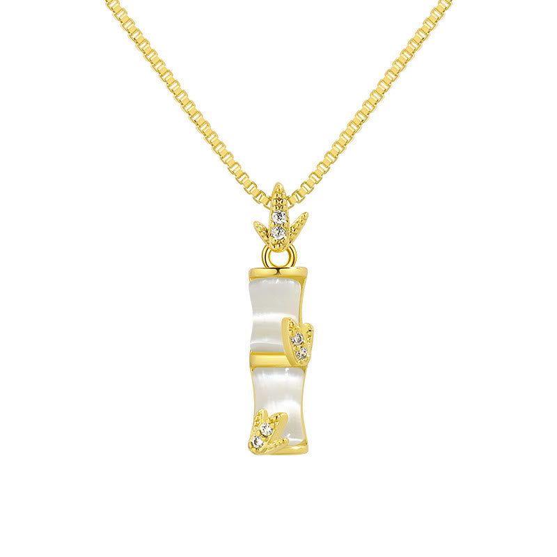 Buddha Stones Chalcedony Bamboo Pattern Harmony Necklace Pendant Necklaces & Pendants BS 7