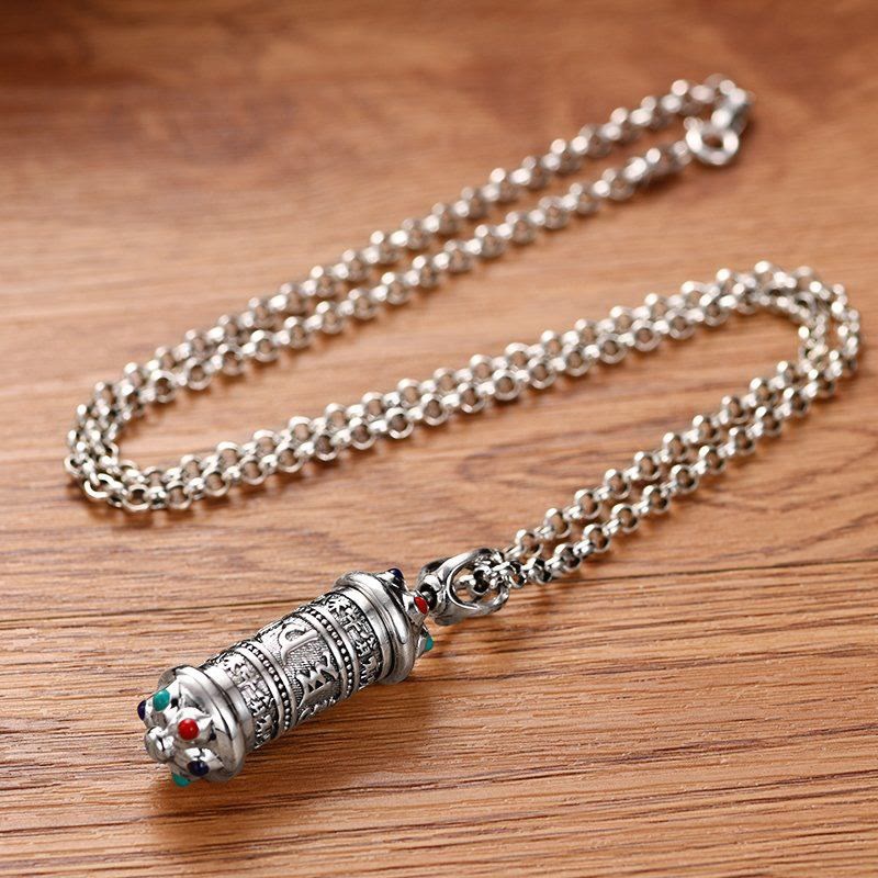 Buddha Stones Tibetan Om Mani Padme Hum Focus Necklace Pendant Necklaces & Pendants BS 2