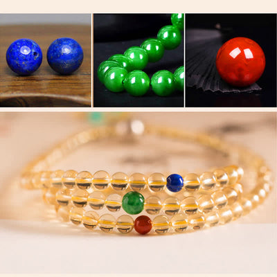 925 Sterling Silver 108 Mala Beads Natural Citrine Red Agate Amber Pleasure Charm Bracelet Mala Bracelet BS 25