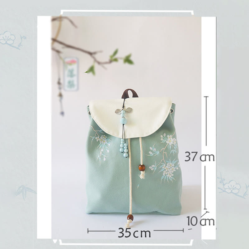 Buddha Stones Handmade Embroidered Large Capacity Canvas Backpack Backpack BS 8
