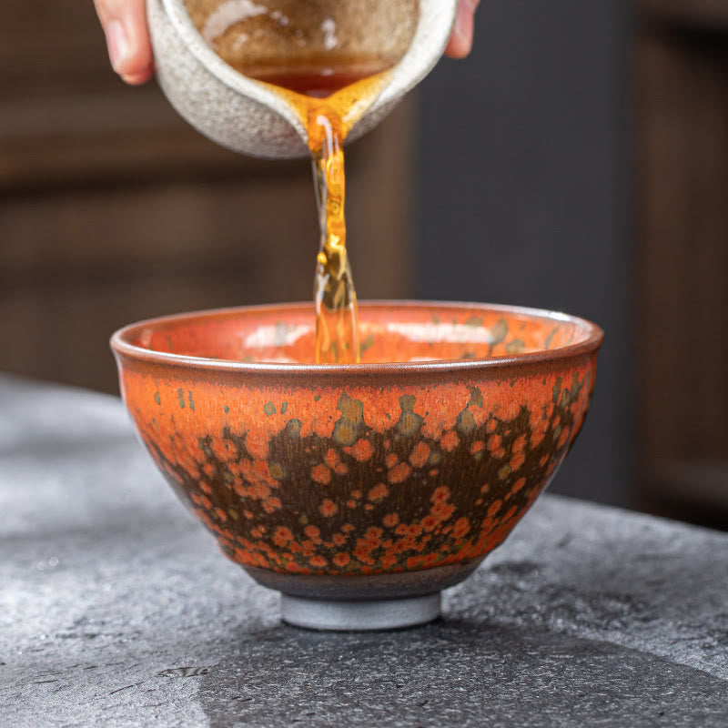 Buddha Stones Blooming Flowers Pattern Chinese Jianzhan Kiln Change Ceramic Teacup Kung Fu Tea Cup Bowl Jian Zhan Tea Cup BS 4