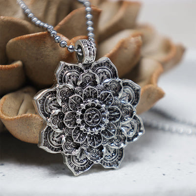 Buddha Stones Tibetan Lotus Blessing Necklace Pendant Necklaces & Pendants BS 6