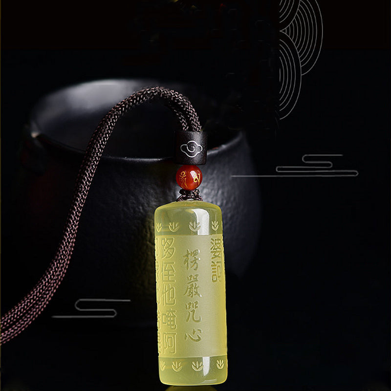 Buddha Stones Heart Sutra Citrine Happiness Strength Necklace Pendant Necklaces & Pendants BS 4