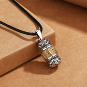 Foviel Tibet Om Mani Padme Hum Carved Wisdom Purity Chain Leather Rope Necklace Pendant