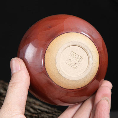 Buddha Stones Handmade Chinese Jianzhan Lotus Design Ceramic Teacup Kung Fu Tea Cup Jian Zhan Tea Cup BS 5