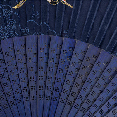 Buddha Stones Crane Dragonfly Lotus Peony Plum Blossom Butterfly Handheld Silk Bamboo Folding Fan 22.5cm 4