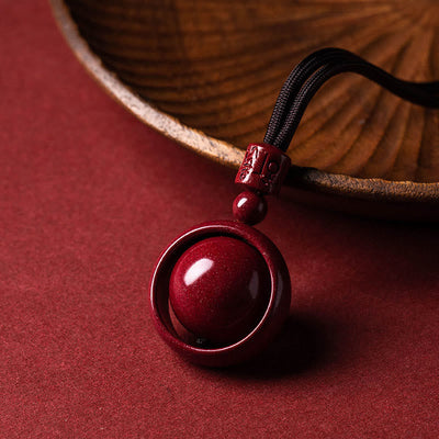 Buddha Stones Cinnabar Om Mani Padme Hum PiXiu Blessing Lucky Bead Necklace Pendant Necklaces & Pendants BS Om Mani Padme Hum Brown Rope