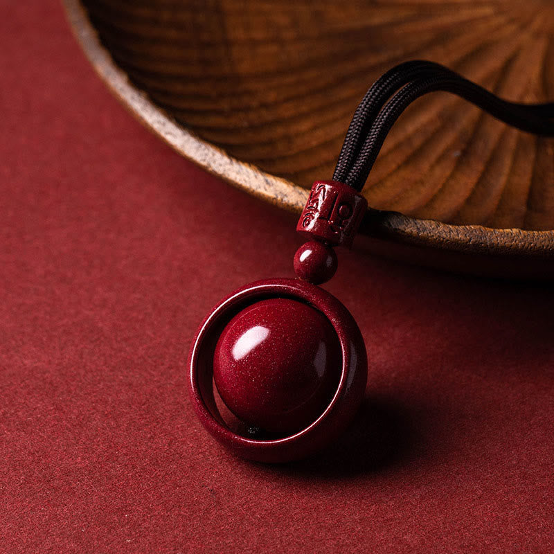 Buddha Stones Cinnabar Om Mani Padme Hum PiXiu Blessing Lucky Bead Necklace Pendant Necklaces & Pendants BS Om Mani Padme Hum Brown Rope