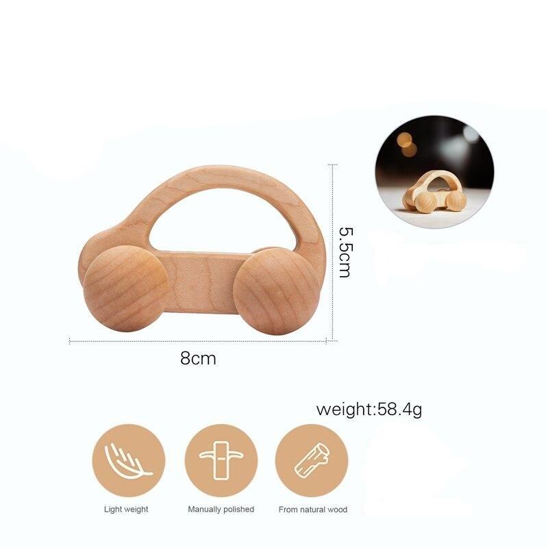 Juego de coches de madera Fidtoy para niños pequeños - Coches de juguete de empuje y rodamiento de 3 piezas para bebés