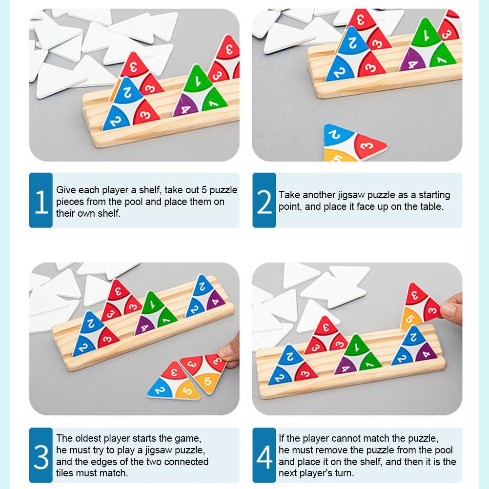 Fidtoy Triangle Numbers Wooden Jigsaw Puzzle for Kids | Wooden Number Puzzle Board Game, Parent-Child Interactive Puzzle, Spatial Reasoning, Short-Term Memory & Problem-Solving Toy Age 3+