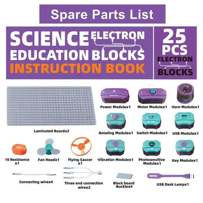 Blocs de circuits électroniques éducatifs scientifiques - 25 pièces