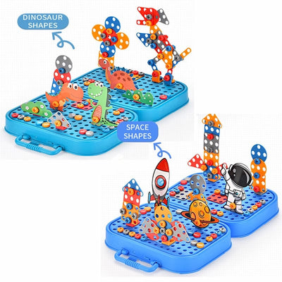 Kit creativo de dinosaurios DIY 5 en 1 con taladro eléctrico y tornillos 3D - 57A