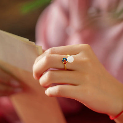 White Jade Auspicious Cloud Blessing Luck Ring Rings BS 5