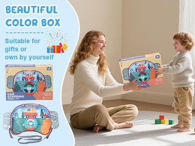 Volante de juguete para niños con luces y música, juego interactivo de simulación de conducción para niños pequeños, entretenimiento de viaje con bocina y cambio de marchas, divertido regalo para niños y niñas.