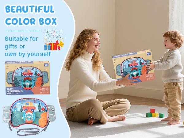 Volante de juguete para niños con luces y música, juego interactivo de simulación de conducción para niños pequeños, entretenimiento de viaje con bocina y cambio de marchas, divertido regalo para niños y niñas.