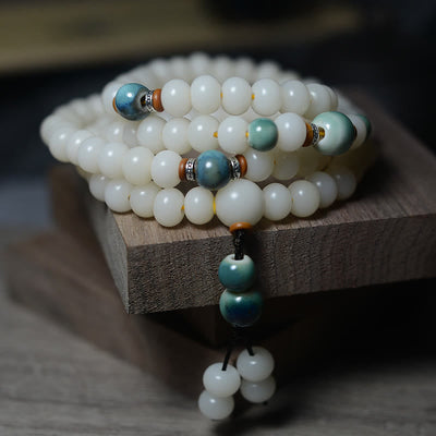 Buddha Stones 108 Mala Beads Bodhi Seed Keep Away Evil Spirits Calm Bracelet Mala Bracelet BS 10