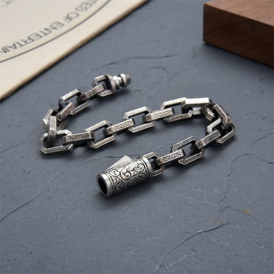 Buddha Stones Vintage Tang Dynasty Flower Design Engraved Luck Energy Bracelet Bracelet BS 2