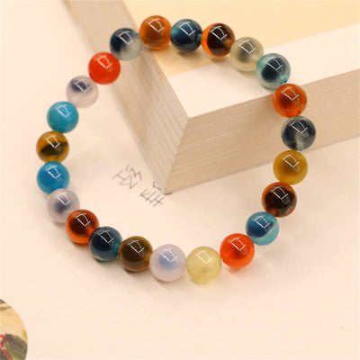 Buddha Stones Colorful Candy Agate Healing Strength Bead Bracelet Bracelet BS 11