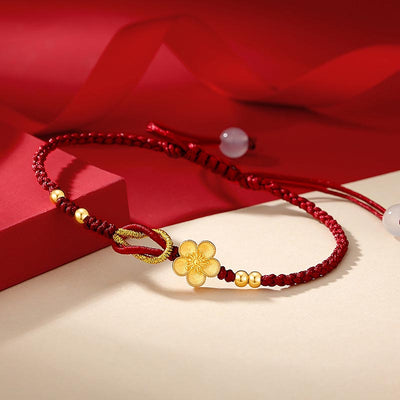 Buddha Stones Handmade 925 Sterling Silver Cherry Blossoms Sakura Chalcedony Luck Bracelet Bracelet BS 2