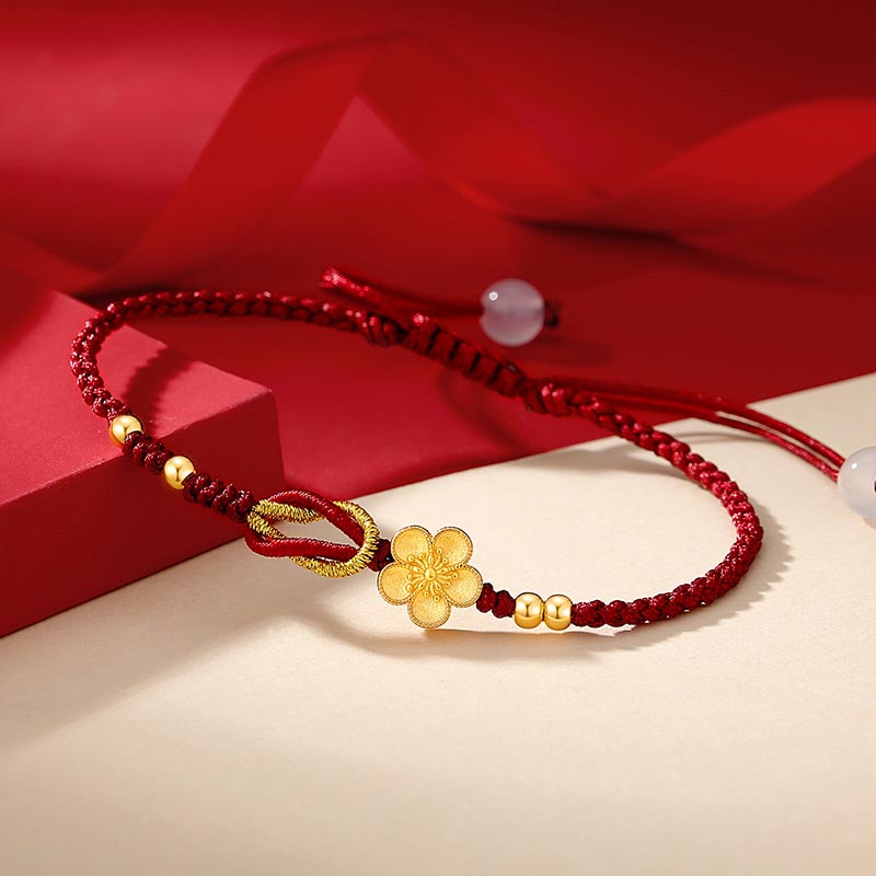 Buddha Stones Handmade 925 Sterling Silver Cherry Blossoms Sakura Chalcedony Luck Bracelet Bracelet BS 2