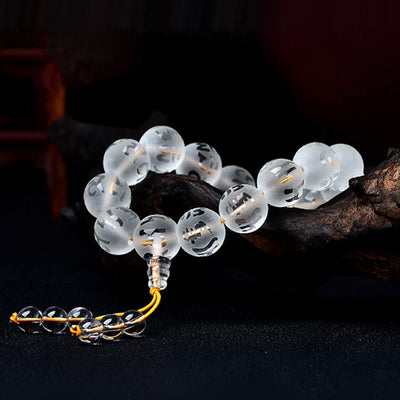 Foviel Tibet Weiß Kristall Schwarz Onyx Om Mani Padme Hum-Meditation Armband