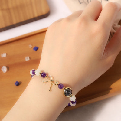 Buddha Stones Amethyst Cat Eye Black Rutilated Quartz Spiritual Bead Bracelet Bracelet BS 3