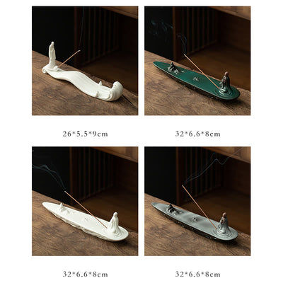 Buddha Stones Buddha Monk Ceramic Sea Wave Mountain Blessing Incense Burner Decoration Incense Burner BS 19