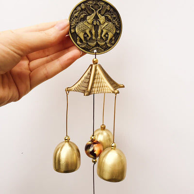 Buddha Stones Blessing Letter Elephant Bagua Auspicious Coin Wall Hanging Chime Bell Handmade Home Decoration - image 4