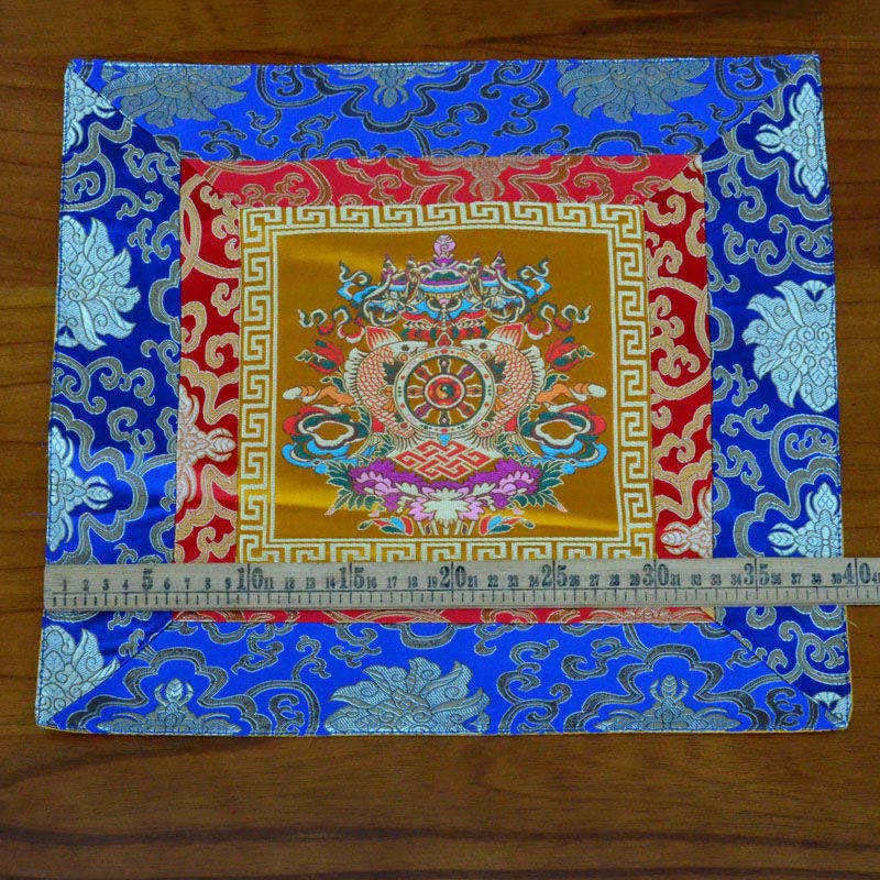Buddha Stones Prayer Altar Mat Meditation Strength Endless Knot Vajra Man-Bcu Kalachakra Auspicious Symbols Prayer Altar BS 9