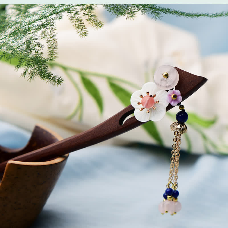 Buddha Stones Red Sandalwood Pink Crystal Charm Healing Hairpin Decorations Hairpin BS 6