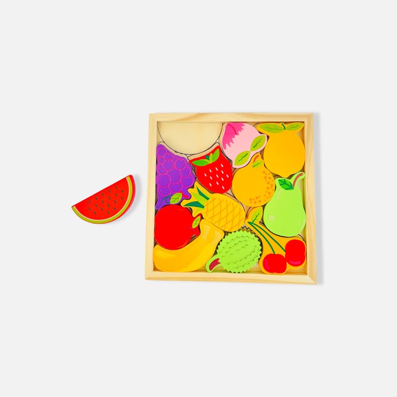 Fidtoy Wooden Tangram - Fruits Educational Toy for Toddlers Montessori Math and Shape Learning