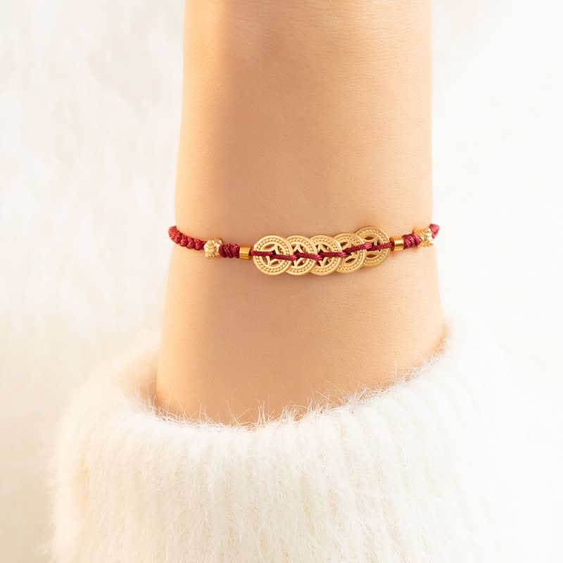 Buddha Stones Copper Coin Fortune Tree Luck Strength Braided Bracelet Bracelet BS 5