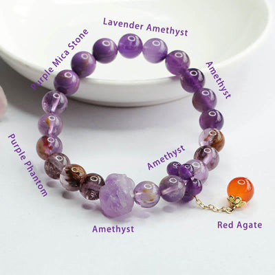 Buddha Stones Natural Amethyst Purple Phantom Gemstone Spiritual Awareness Bracelet Bracelet BS 6