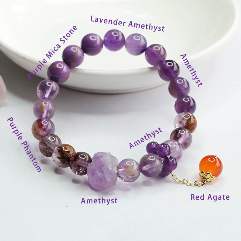 Buddha Stones Natural Amethyst Purple Phantom Gemstone Spiritual Awareness Bracelet Bracelet BS 6