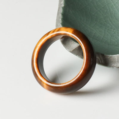 Buddha Stones Tiger Eye Stone Strength Protection Ring Ring BS 16-18mm