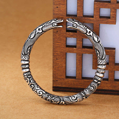 Buddha Stones Dragon Head Carved Luck Bracelet Bangle Bracelet BS Dragon