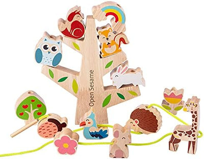 NUDITO Montessori Educational Toy for Children. Wooden Educational Toy for Boys and Girls. Wooden Stacking Blocks for Kids. Pull-Along Toy for Children.